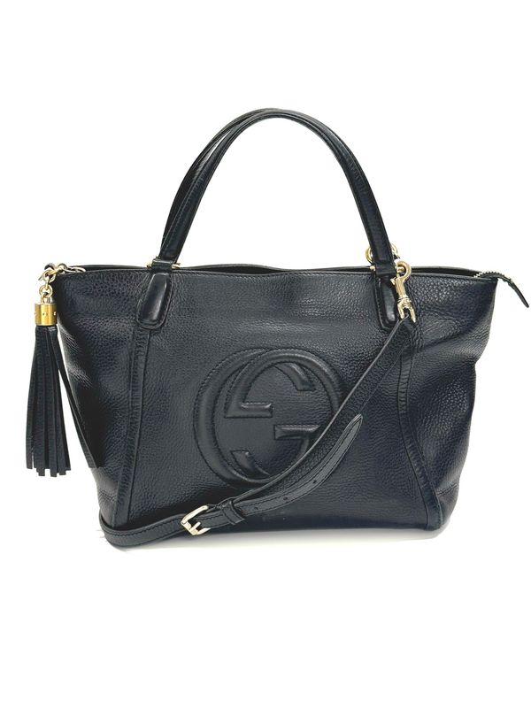 GUCCI SOHO BLACK TOP HANDLE TOTE BAG