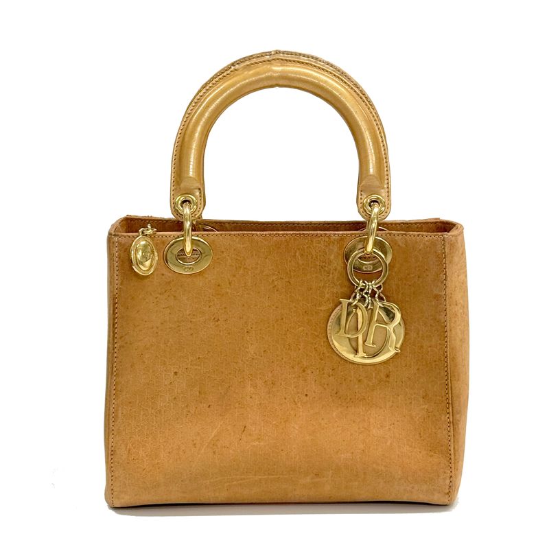 LADY DIOR BY JOHN GALLIANO BROWN SUEDE MEDIUM HANDBAG