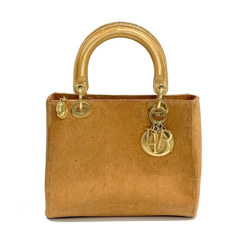 LADY DIOR BY JOHN GALLIANO BROWN SUEDE MEDIUM HANDBAG