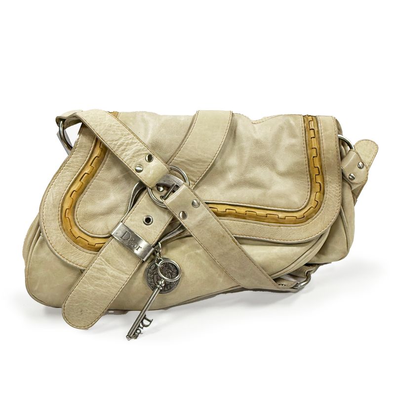 CHRISTIAN DIOR GAUCHO BEIGE DOUBLE SADDLE BAG BY JOHN GALLIANO