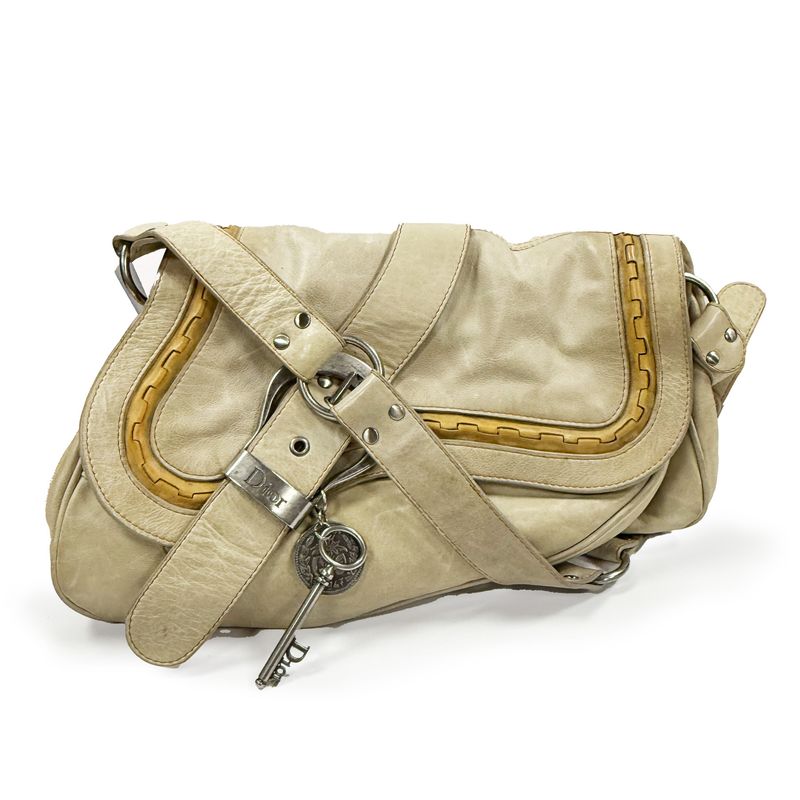 CHRISTIAN DIOR GAUCHO BEIGE DOUBLE SADDLE BAG BY JOHN GALLIANO