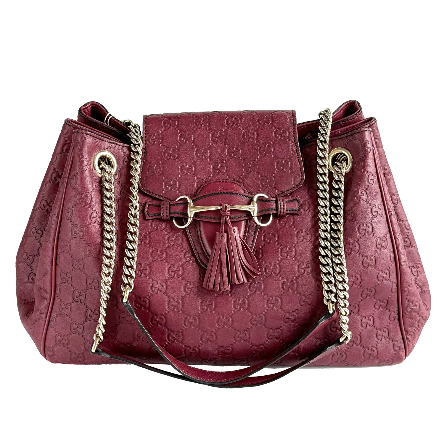 GUCCI GUCCISSIMA HORSEBIT EMILY LARGE WINE SHOULDER BAG