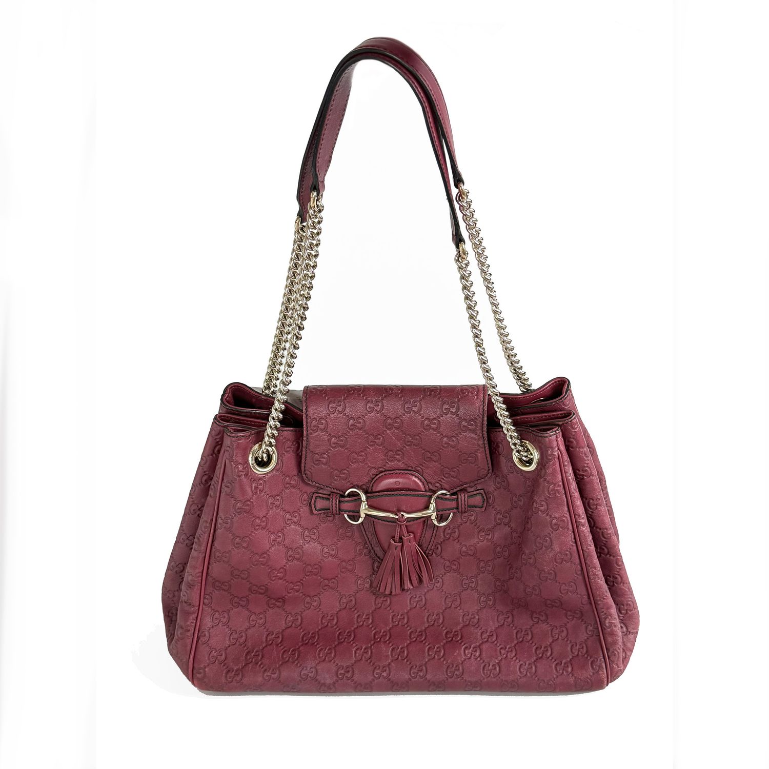 GUCCI GUCCISSIMA HORSEBIT EMILY LARGE WINE SHOULDER BAG