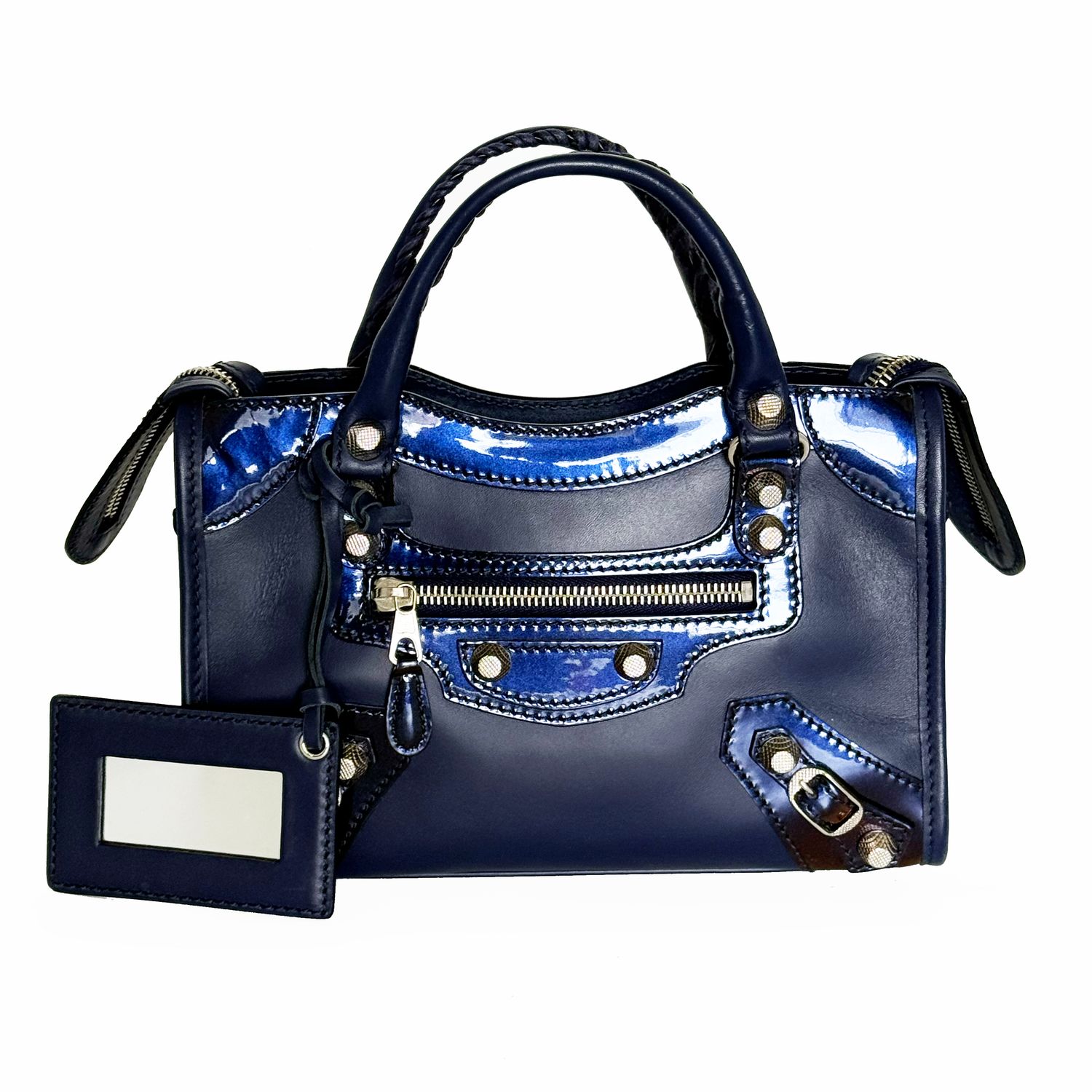 BALENCIAGA MATTE MOTOCROSS GIANT 12 MINI CITY BAG INDIGO BLUE