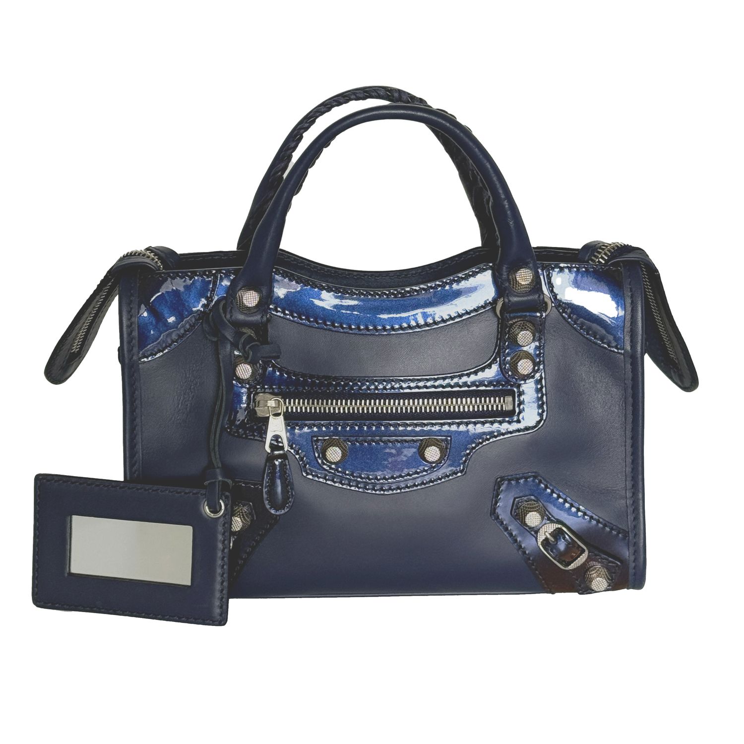 BALENCIAGA MATTE MOTOCROSS GIANT 12 MINI CITY BAG INDIGO BLUE
