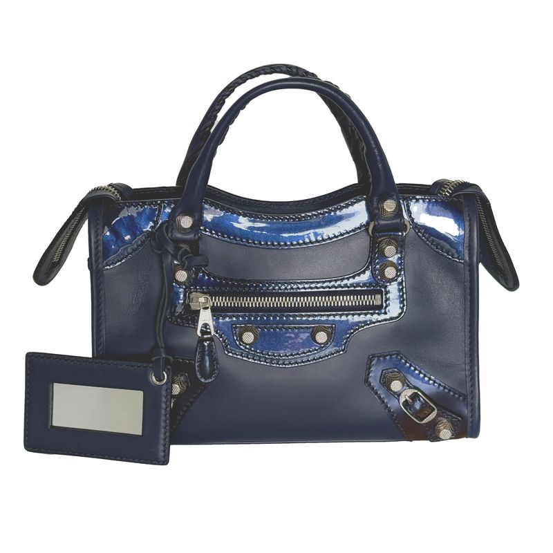 BALENCIAGA MATTE MOTOCROSS GIANT 12 MINI CITY BAG INDIGO BLUE