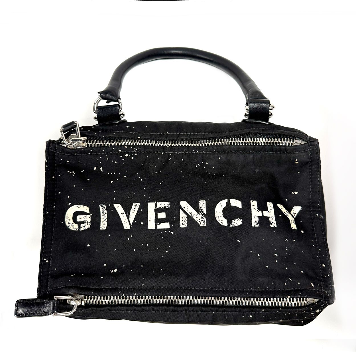 GIVENCHY SPLATTER LOGO NYLON PANDORA SHOULDER BAG W/ STRAP