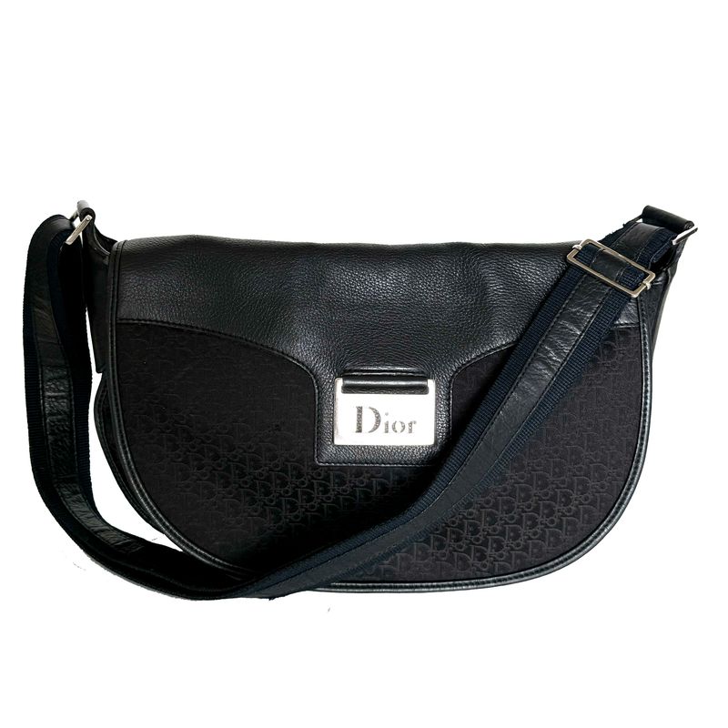 CHRISTIAN DIOR BLACK TROTTER BY JOHN GALLIANO MESSENGER BAG