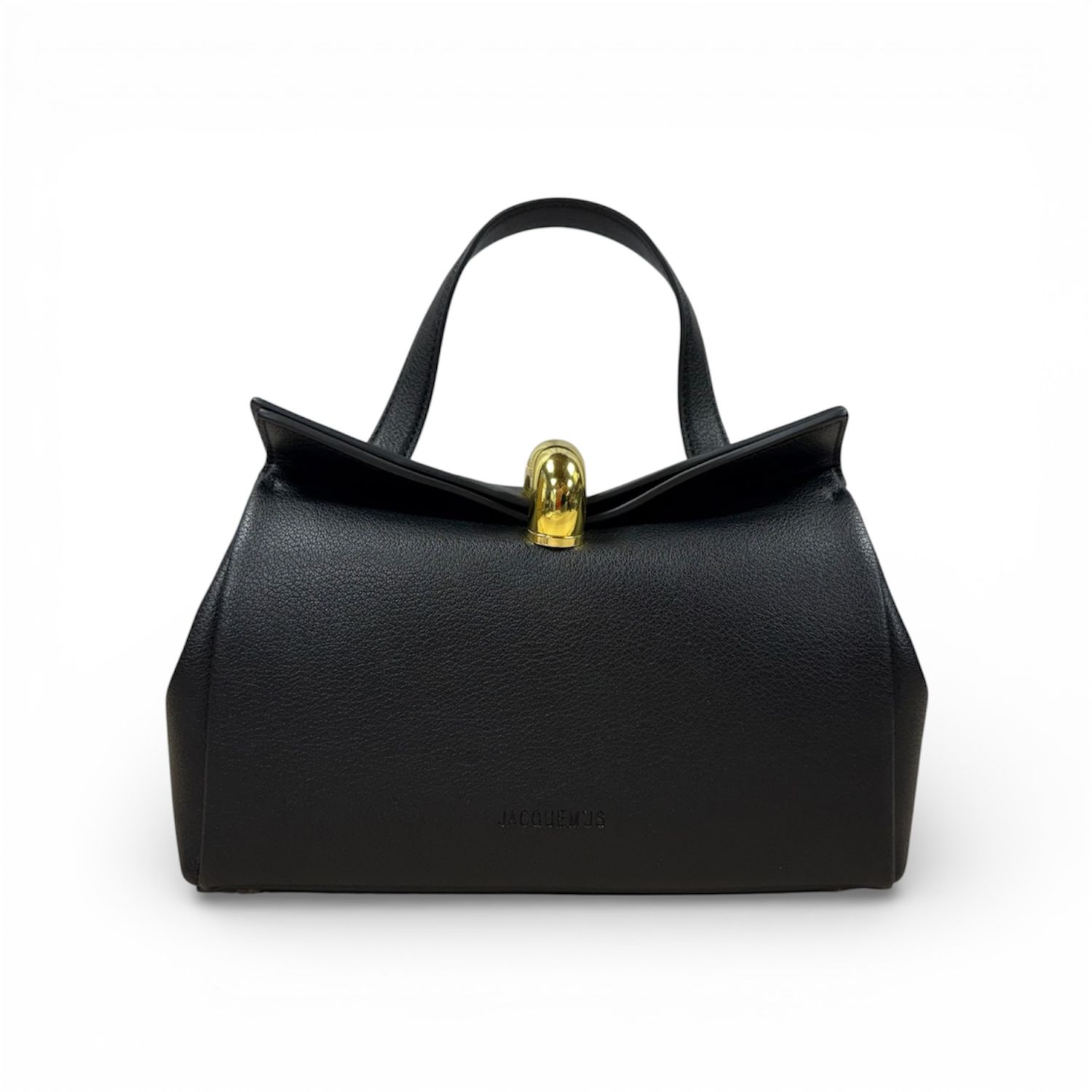 JACQUEMUS THE SMALL VALERIE FOLDED BAG BLACK LEATHER