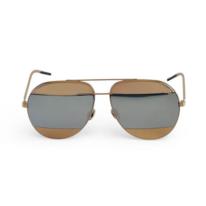 CHRISTIAN DIOR  DIORSPLIT1  SILVER GOLD AVIATOR MIRROR SUNGLASSES