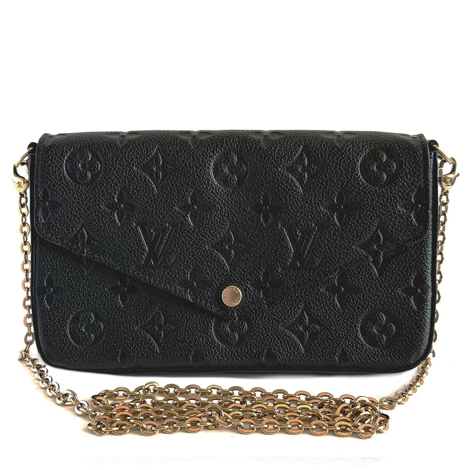 LOUIS VUITTON BLACK LEATHER FELICIE POCHETTE BAG