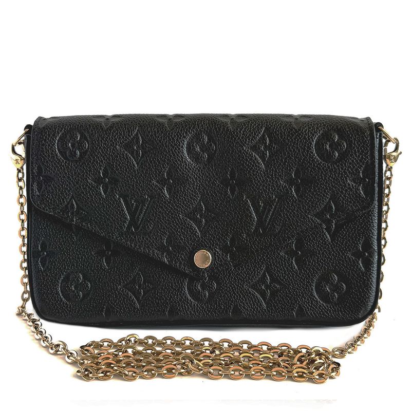 LOUIS VUITTON BLACK LEATHER FELICIE POCHETTE BAG
