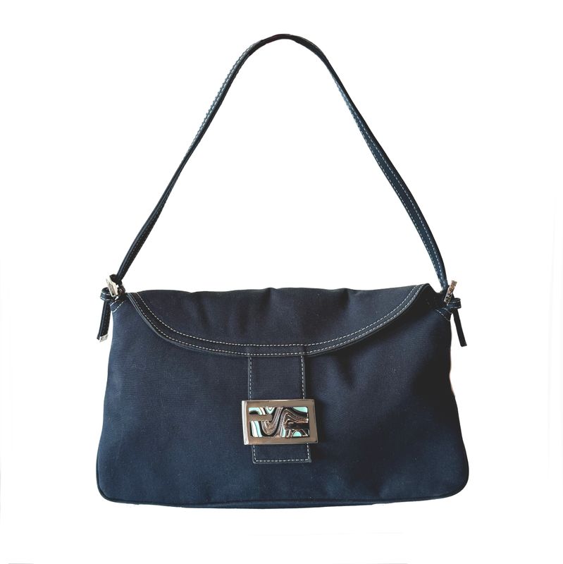 FENDI NAVY DENIM COTTON X PUCCI BAGUETTE SHOULDER BAG