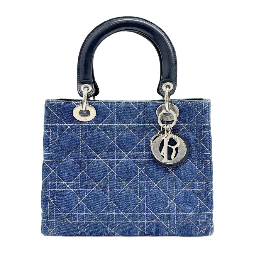 CHRISTIAN DIOR LADY DIOR BLUE DENIM-WAY HANDBAG