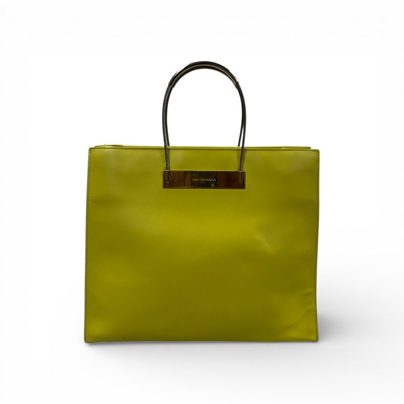 SAC À ÉPAULE EN CUIR JAUNE BALENCIAGA CABLE