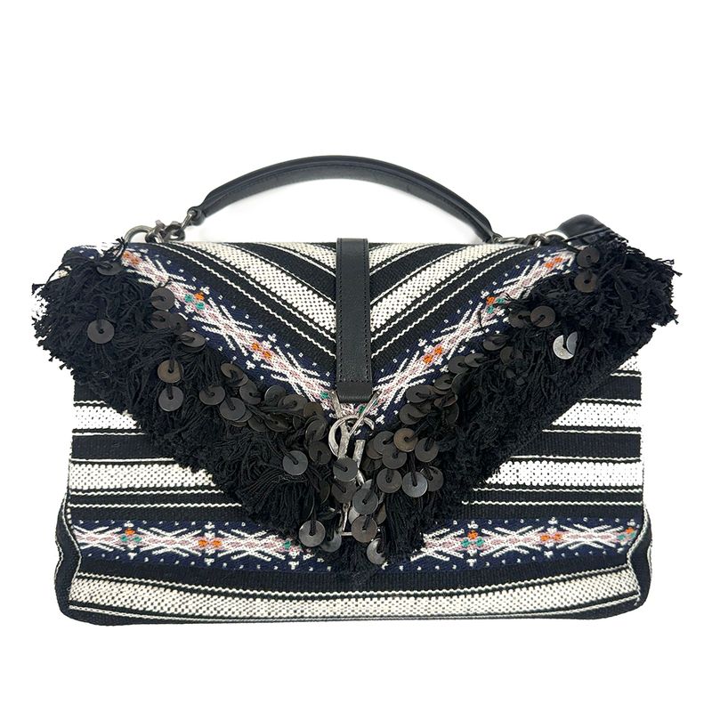 SAINT LAURENT BERBER CHEVRON COLLEGE LARGE SHOULDER BAG