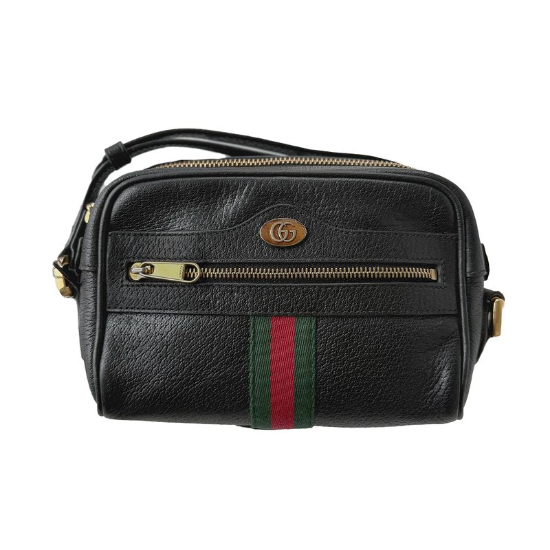 GUCCI CALFSKIN WEB MINI OPHIDIA IN BLACK