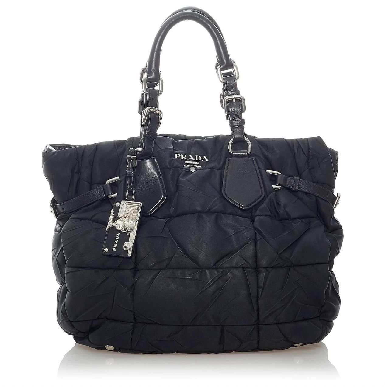 PRADA BLACK TESSUTO CRISSPY NYLON SATCHEL