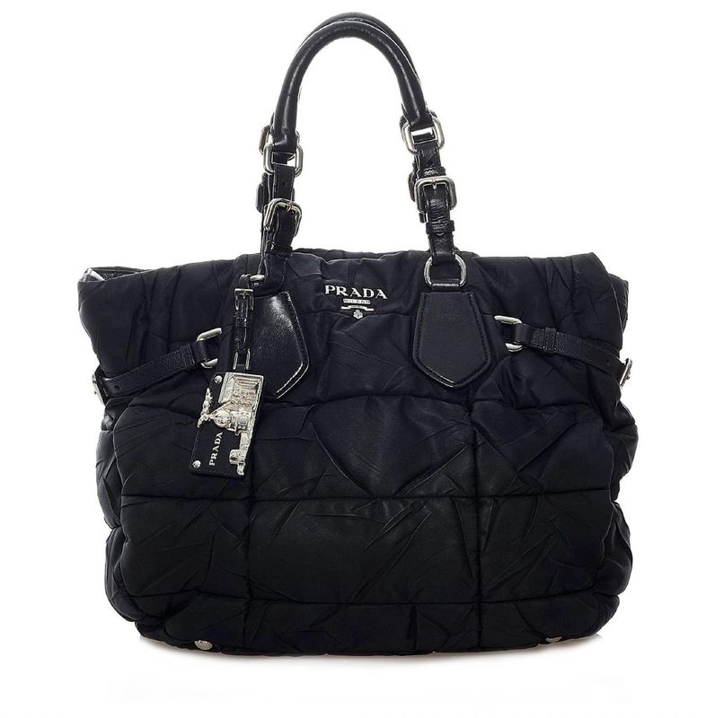 PRADA BLACK TESSUTO CRISSPY NYLON SATCHEL
