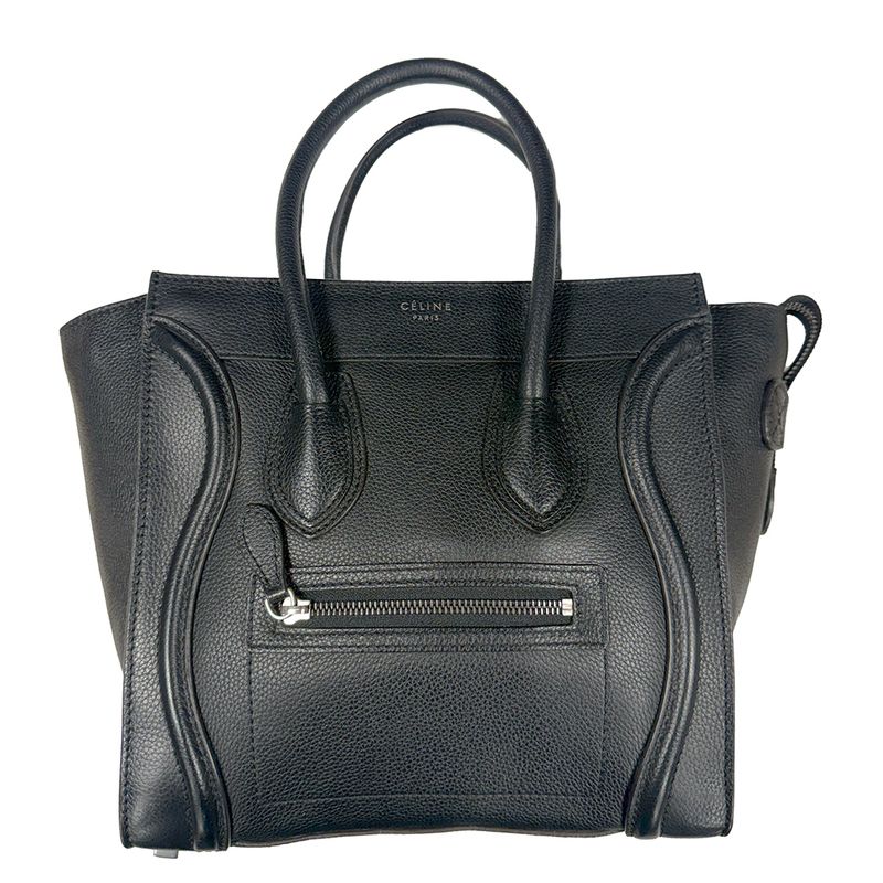 CELINE PHANTOM BLACK LEATHER  MEDIUM TOTE BAG