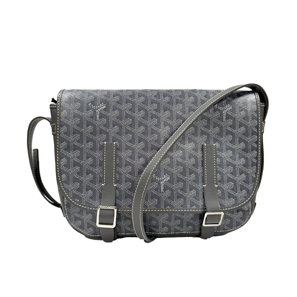 GOYARD BELVEDERE GREY MM CANVAS CROSSBODY MESSENGER BAG