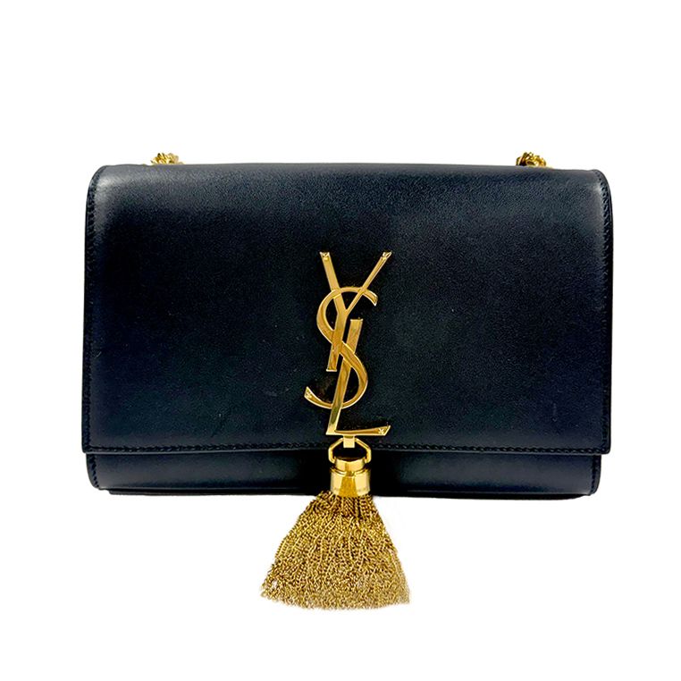 SAINT LAURENT KATE SMALL BLACK GOLD  TASSEL SHOULDER BAG