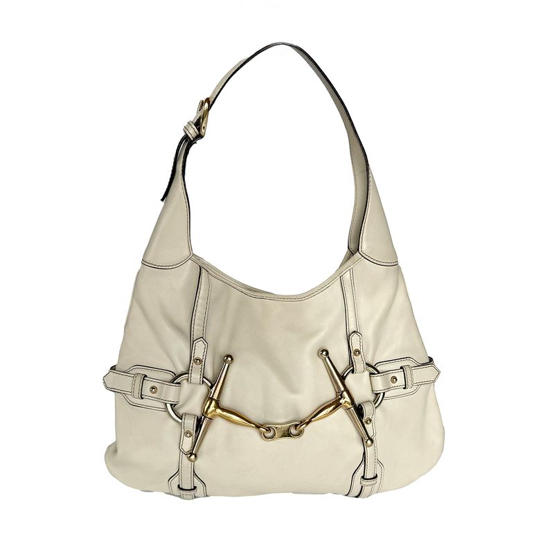 GUCCI WHITE LEATHER 85th ANNIVERSARY HORSEBIT HOBO SHOULDER BAG