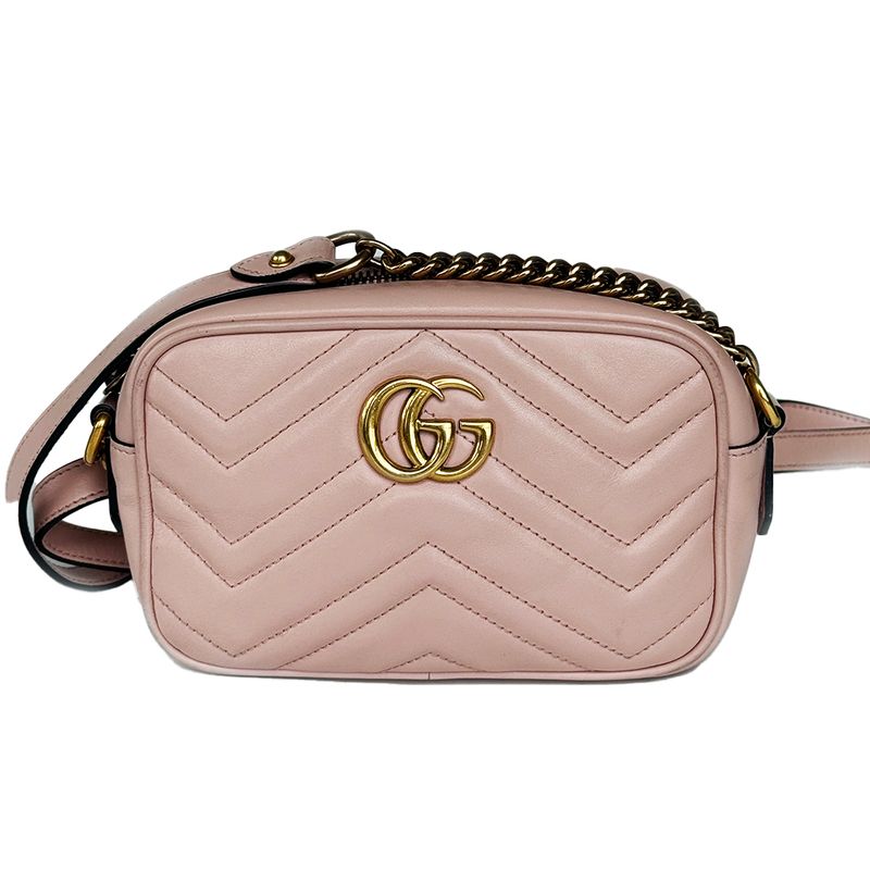 GUCCI LEATHER MINI MARMONT PINK CAMERA SHOULDER BAG