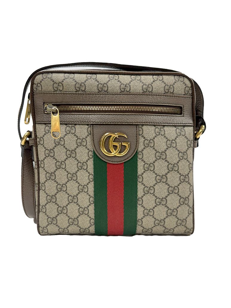 GUCCI GG SUPREME SMALL MONOGRAM WEB OPHIDA MESSENGER BAG
