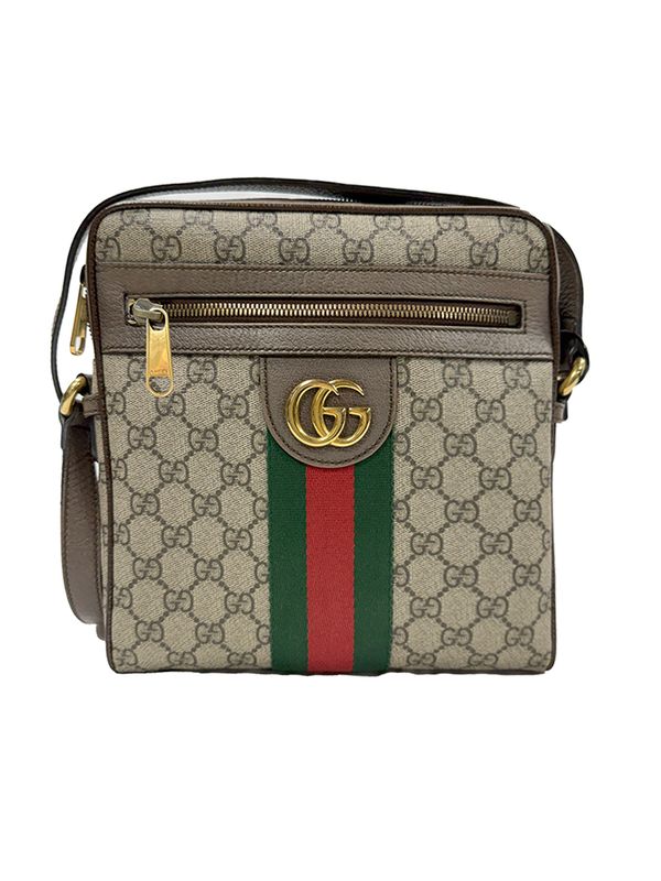 GUCCI GG SUPREME SMALL MONOGRAM WEB OPHIDA MESSENGER BAG