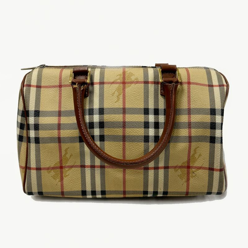BURBERRY BROWN NOVA CHECK BOWLING BAG BROWN HANDLE