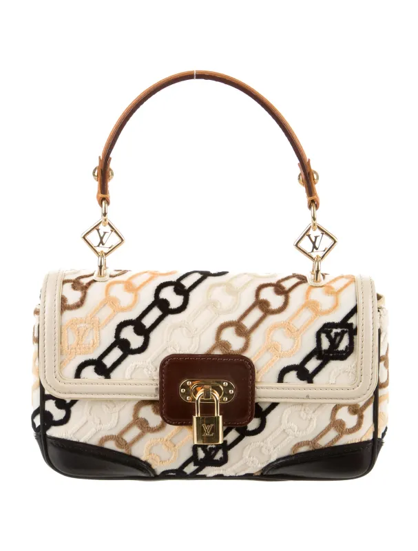 LOUIS VUITTON VELVET  BEIGE CHAINS DOLLY RABAT  HANDBAG