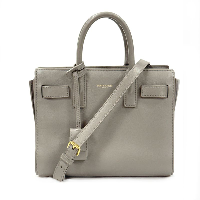 SAINT LAURENT SAC DE JOUR NANO GREY LEATHER HANDBAG