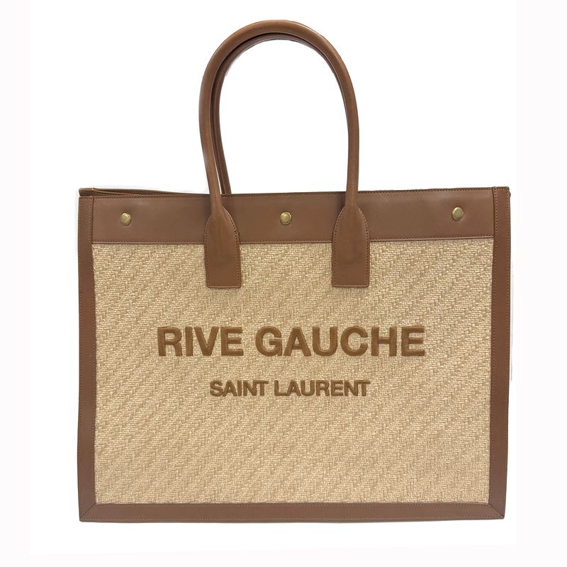 SAINT LAURENT RIVE GAUCHE NATURAL SAND LARGE TOTE BAG