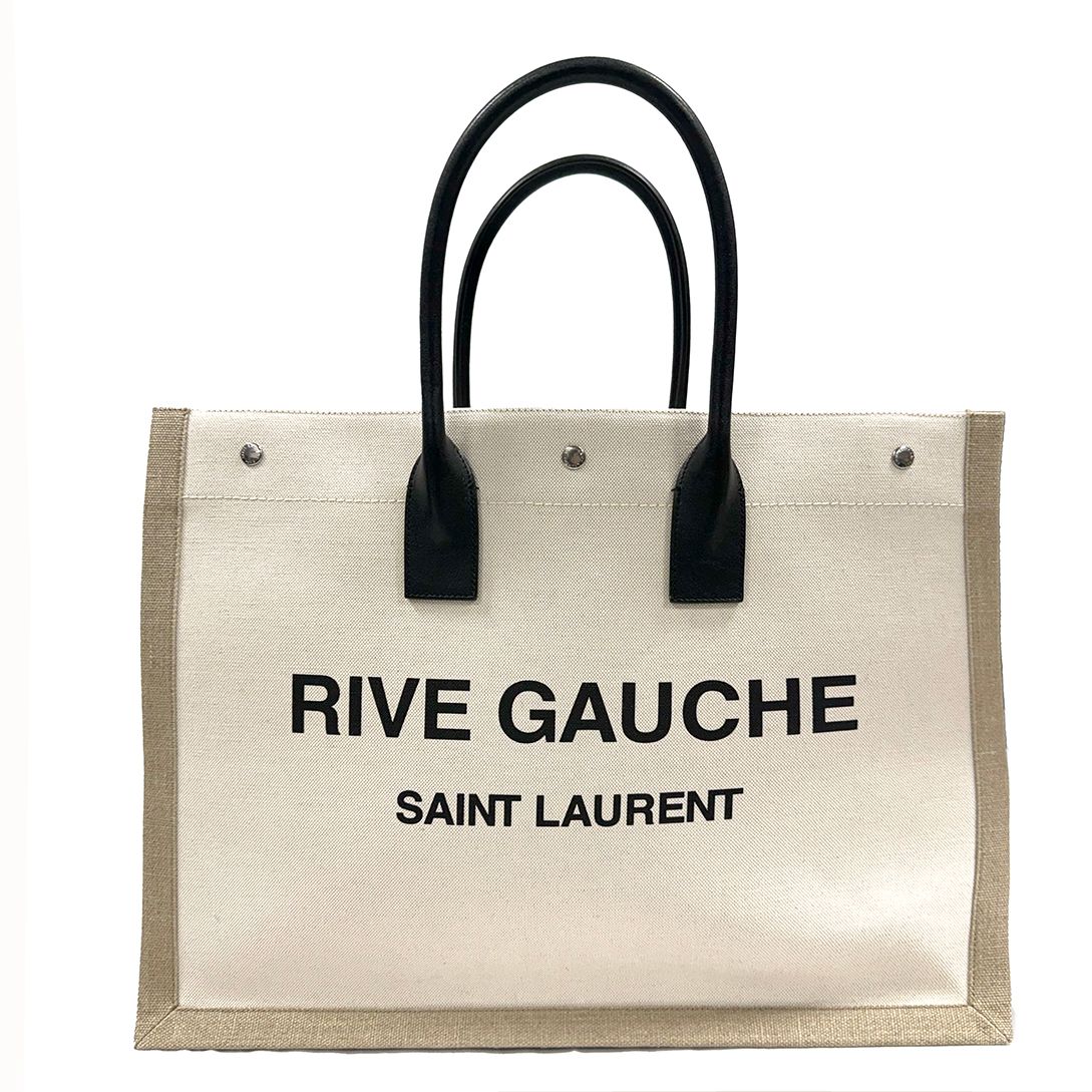 SAINT LAURENT RIVE GAUCHE IVORY LARGE TOTE BAG