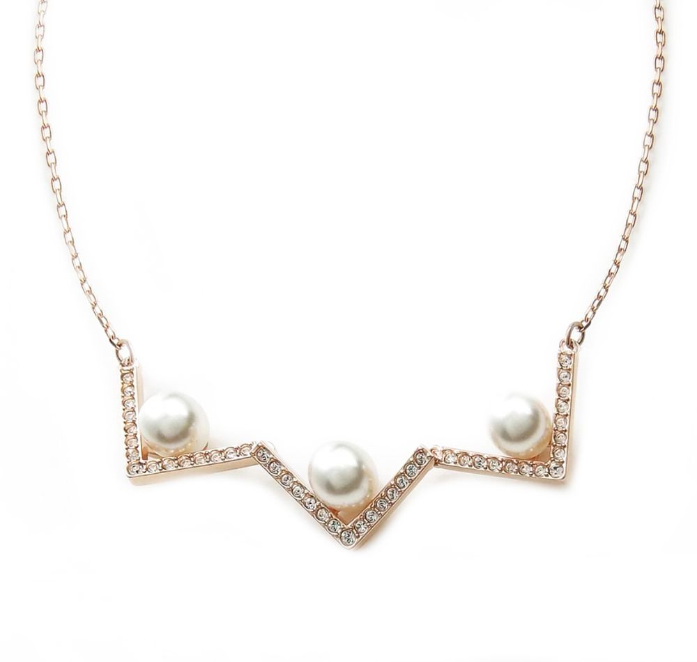 SWAROVSKI EDIFY CLEAR CRYSTAL AND PEARL NECKLACE