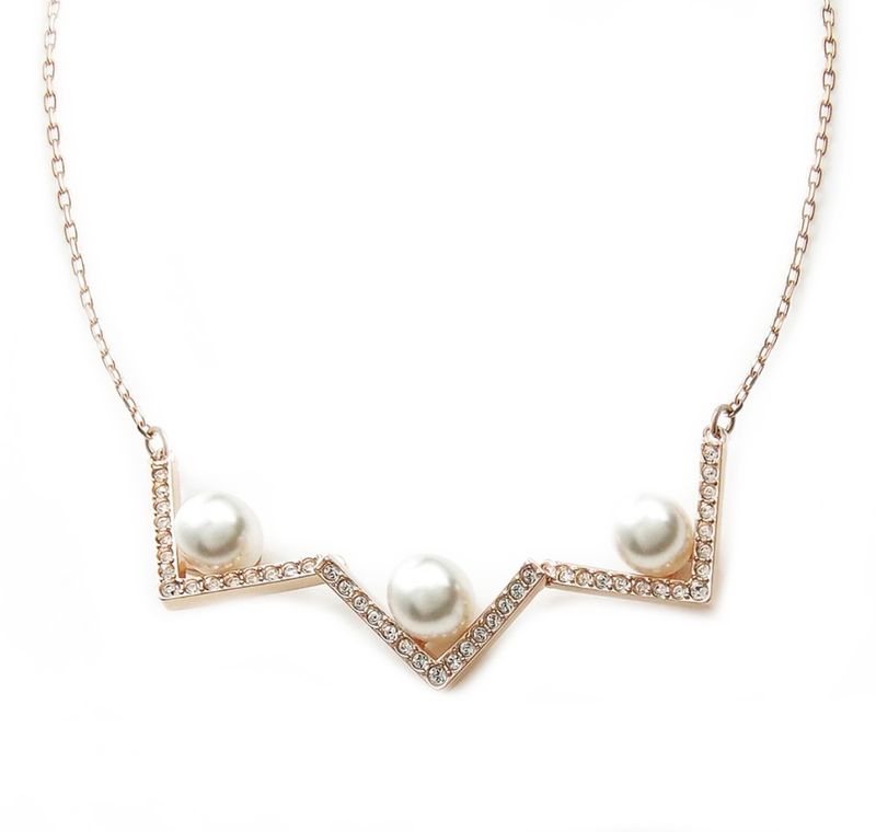 SWAROVSKI EDIFY CLEAR CRYSTAL AND PEARL NECKLACE