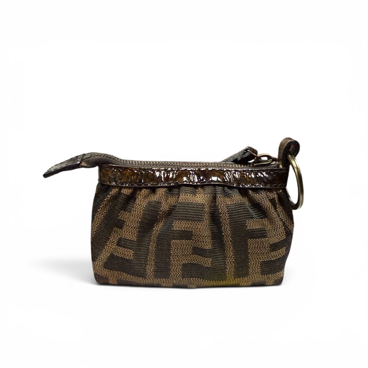 FENDI ZUCCA GATHERED CANVAS MINI POUCH