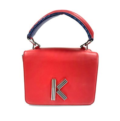 KENZO K TOP HANDLE LEATHER SHOULDER BAG