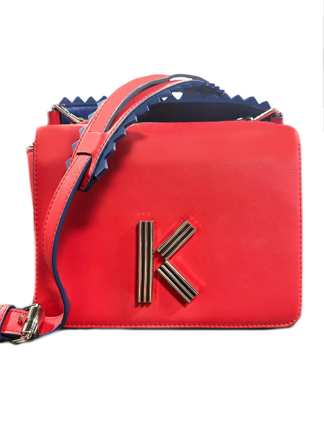 KENZO K TOP HANDLE LEATHER SHOULDER BAG