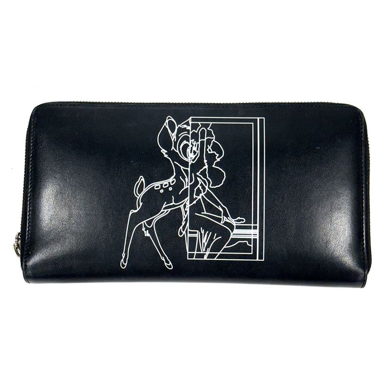 PORTEFEUILLE / POCHETTE EN CUIR NOIR AVEC IMPRIMÉ BAMBI DE DISNEY PAR GIVENCHY