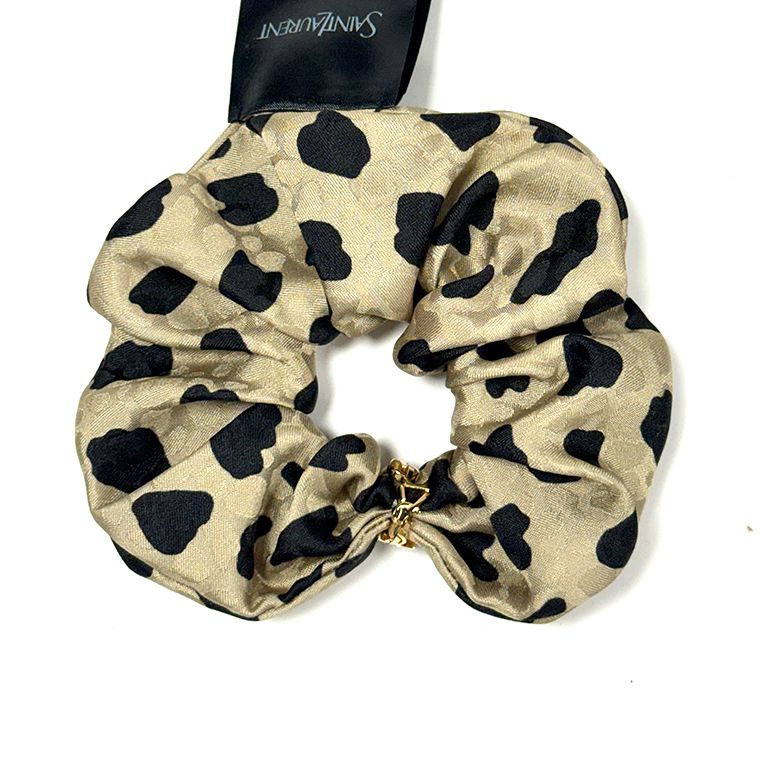 SAINT LAURENT CHOUCHOU SCRUNCHIE BEIGE BLACK