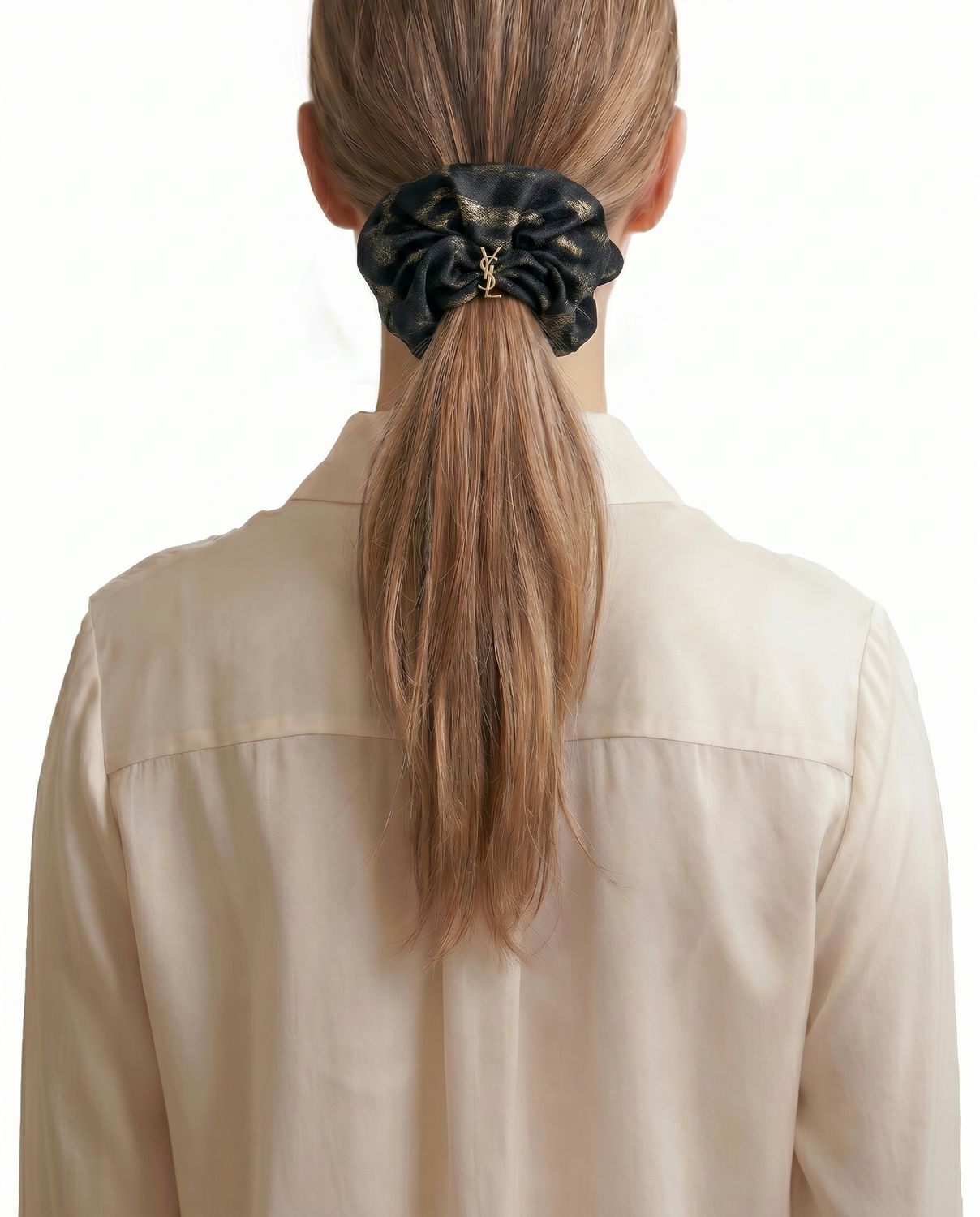 SAINT LAURENT CHOUCHOU SCRUNCHIE BEIGE GOLD