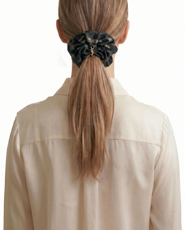 SAINT LAURENT CHOUCHOU SCRUNCHIE BEIGE GOLD