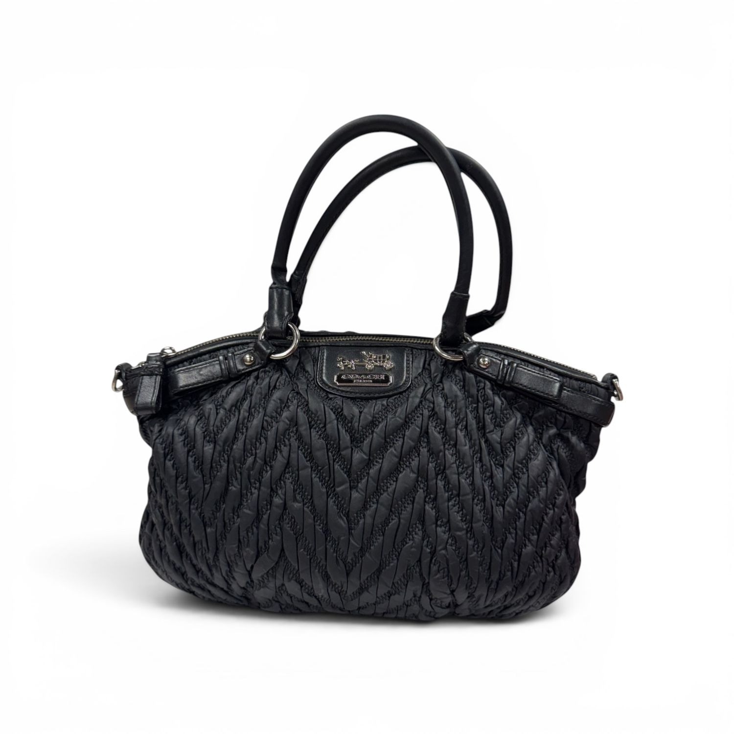 COACH QUILTED CHEVRON NYLON SOPHIA SATCHEL W/ STRAP