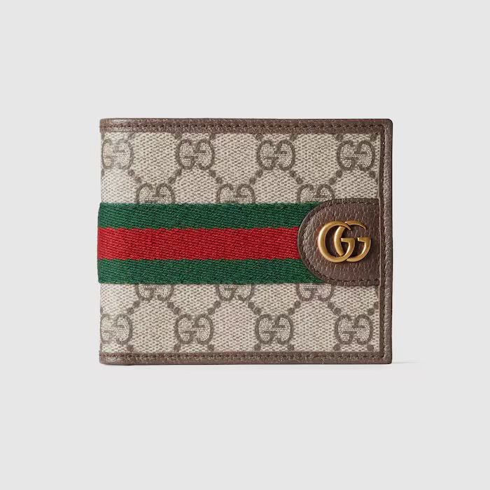 GUCCI OPHIDIA BI-FOLD MONOGRAM WALLET RED/GREEN