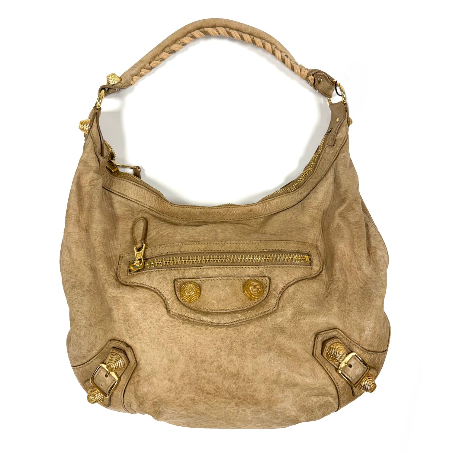 BALENCIAGA SANDSTONE LEATHER GIANT 21 GOLD HOBO BAG