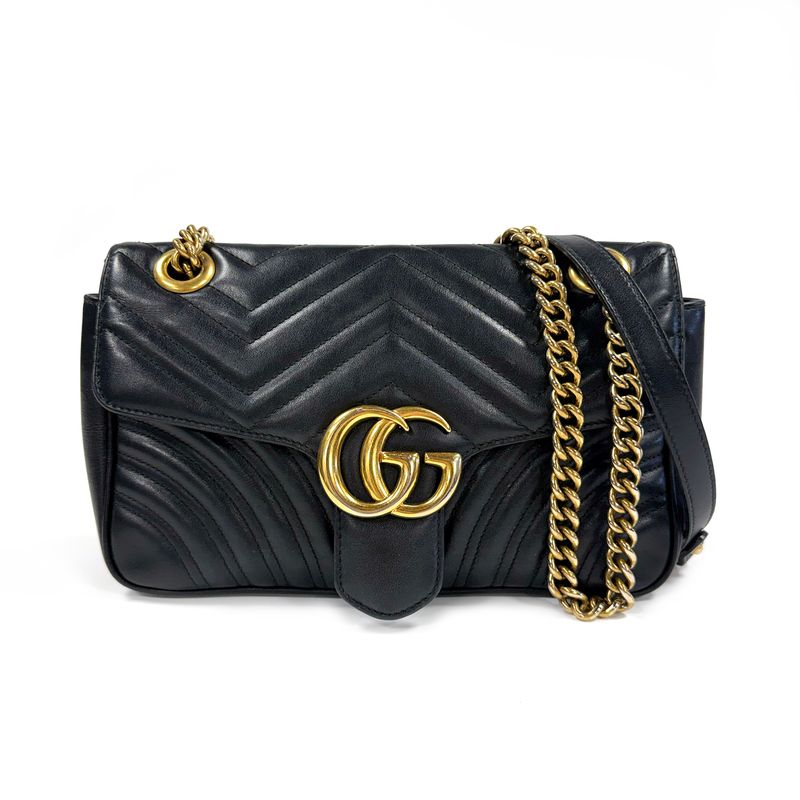 SAC À BANDOULIÈRE GUCCI MATELASSÉ GG EN CUIR NOIR MARMONT