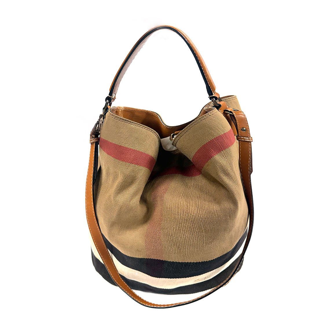 BURBERRY MEGA CHECK ASHBY BUCKET BAG
