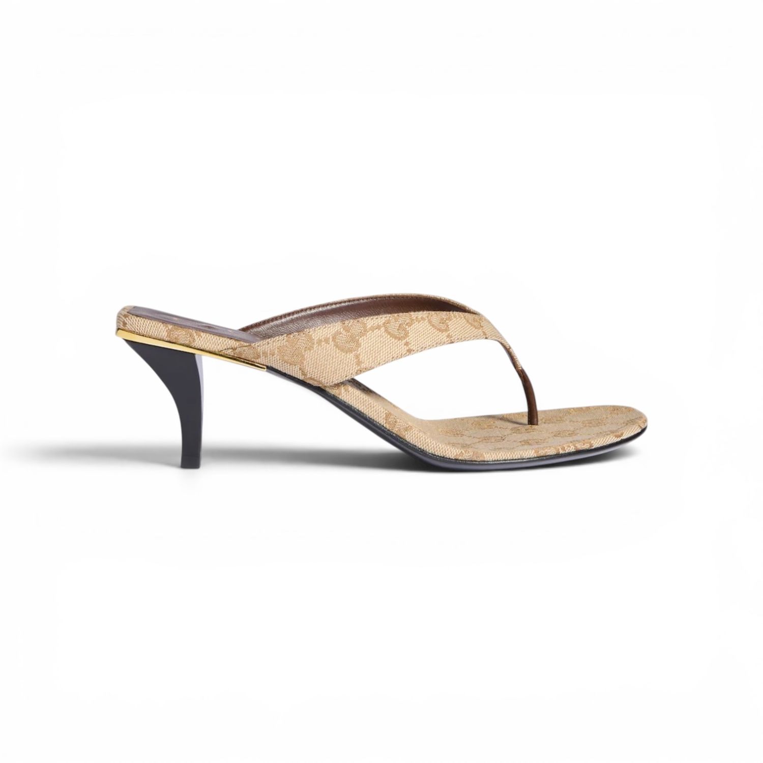 GUCCI VITTORIA GG CANVAS THONG HEELS